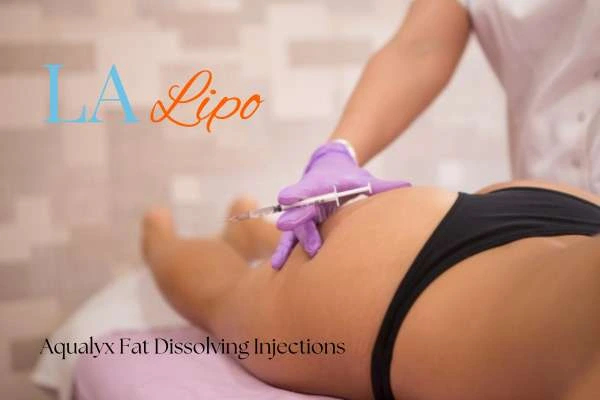 Woman having fat dissolving injections Stockport on thighs