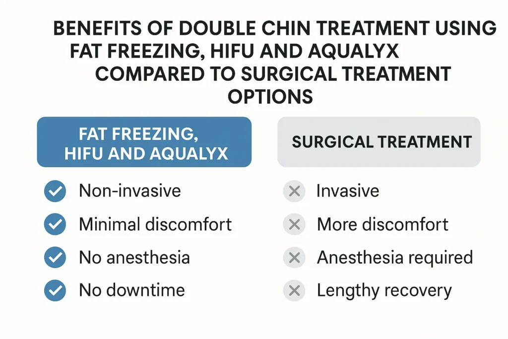 Graphic about the benefits of double chin treatment Stockport - from LA LIPO