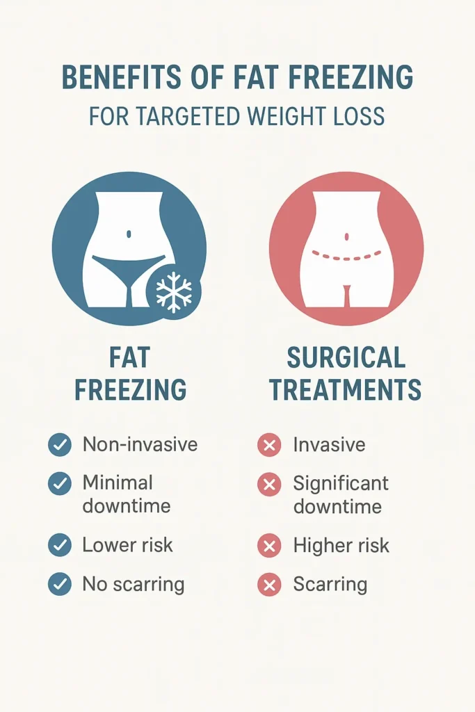 graphic showing the benefits of fat freezing Stockport