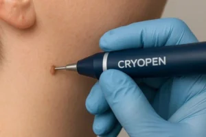 Person receiving skin tag removal Stockport
