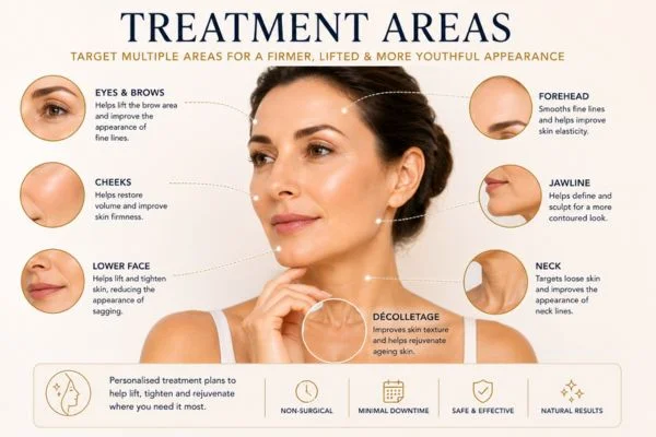Areas of treatment for the ultimate lift tighten treatment Stockport